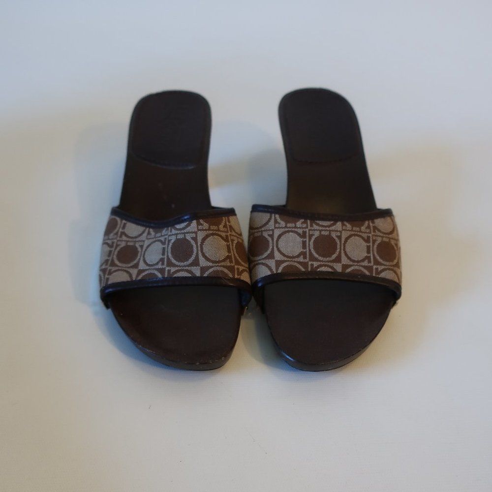 Salvatore Ferragamo Brown and Tan Mules